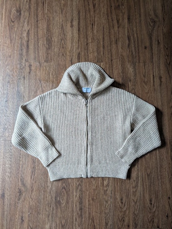 Old Navy Sweaters - Old Navy Cream Zip-Up Ribbed Knit Women's Sweater Sz M
